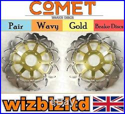 Pair Gold Wavy Discs Suzuki GSF 600 Y/K1/K2/K3/K4 Naked Bandit 2000-2004 W903GD2